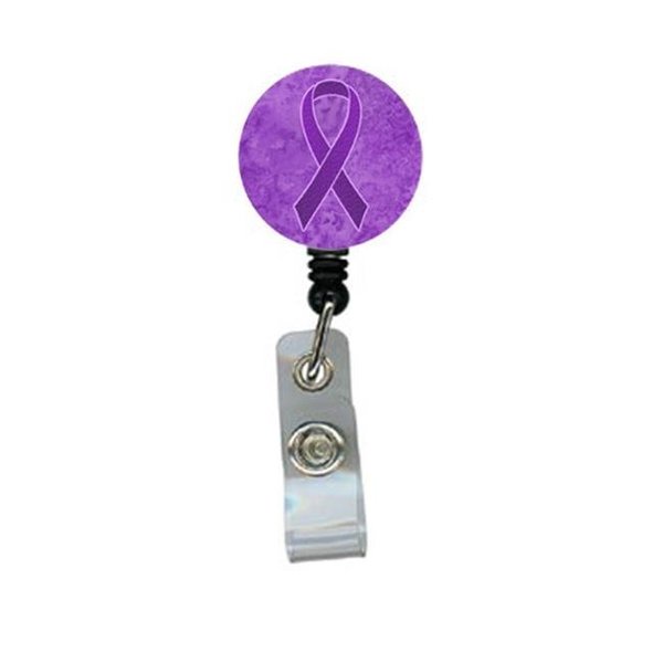 Teacher'S Aid Purple Ribbon for Pancreatic and Leiomyosarcoma Cancer Awareness Retractable Badge Reel TE55431